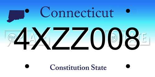 4XZZ008 Connecticut License Plate