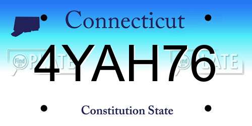 4YAH76 Connecticut License Plate