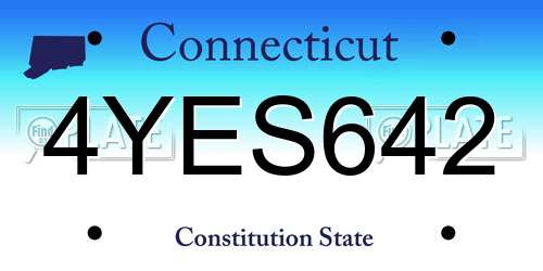 4YES642 Connecticut License Plate