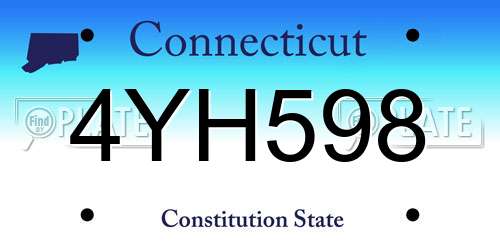 4YH598 Connecticut License Plate