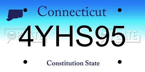 4YHS95 Connecticut License Plate