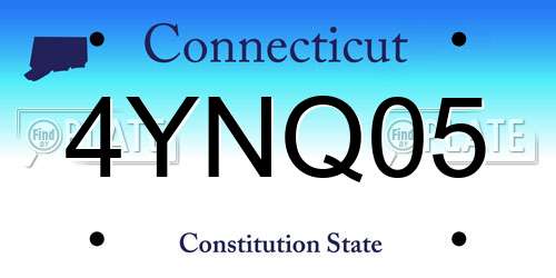 4YNQ05 Connecticut License Plate