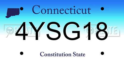 4YSG18 Connecticut License Plate