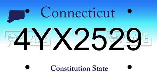 4YX2529 Connecticut License Plate
