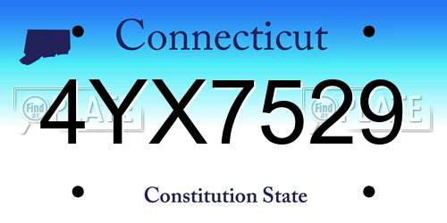 4YX7529 Connecticut License Plate