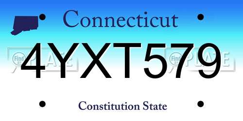 4YXT579 Connecticut License Plate