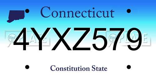 4YXZ579 Connecticut License Plate