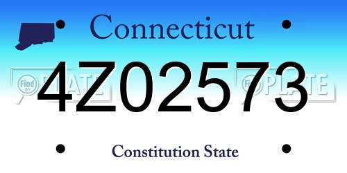 4Z02573 Connecticut License Plate