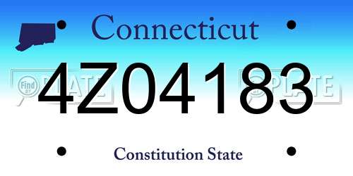 4Z04183 Connecticut License Plate