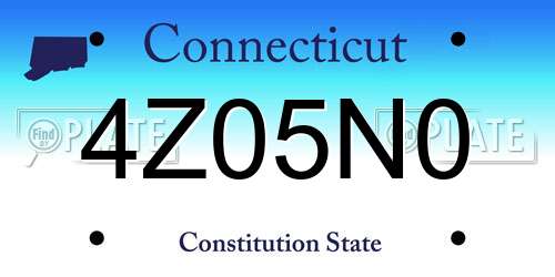 4Z05N0 Connecticut License Plate