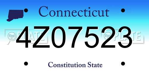 4Z07523 Connecticut License Plate