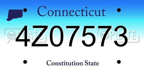 4Z07573 Connecticut License Plate