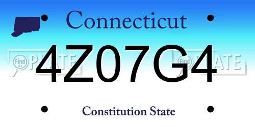 4Z07G4 Connecticut License Plate