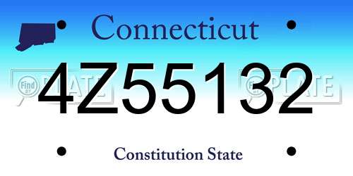 4Z55132 Connecticut License Plate