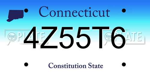 4Z55T6 Connecticut License Plate