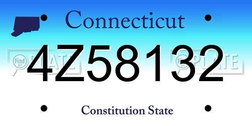4Z58132 Connecticut License Plate