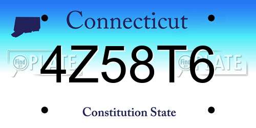 4Z58T6 Connecticut License Plate