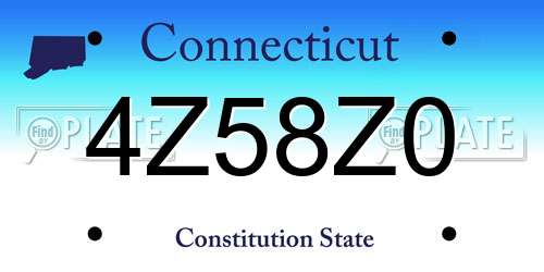 4Z58Z0 Connecticut License Plate