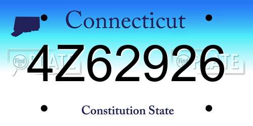 4Z62926 Connecticut License Plate