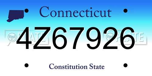 4Z67926 Connecticut License Plate