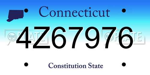 4Z67976 Connecticut License Plate