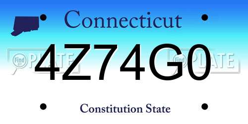 4Z74G0 Connecticut License Plate