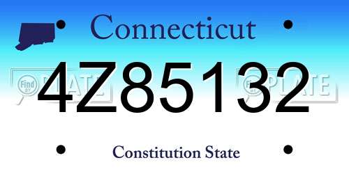 4Z85132 Connecticut License Plate