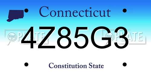 4Z85G3 Connecticut License Plate