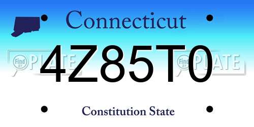 4Z85T0 Connecticut License Plate