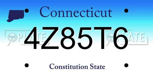 4Z85T6 Connecticut License Plate