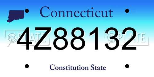 4Z88132 Connecticut License Plate