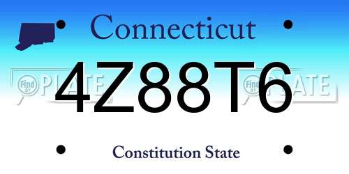 4Z88T6 Connecticut License Plate