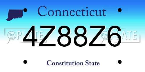 4Z88Z6 Connecticut License Plate