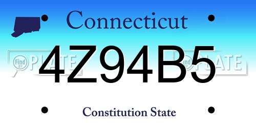 4Z94B5 Connecticut License Plate