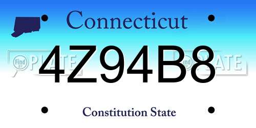 4Z94B8 Connecticut License Plate