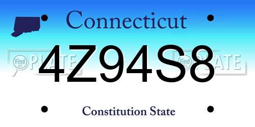 4Z94S8 Connecticut License Plate