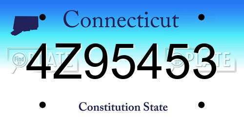 4Z95453 Connecticut License Plate