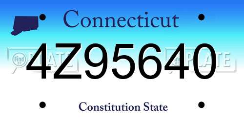 4Z95640 Connecticut License Plate