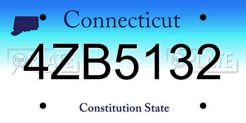 4ZB5132 Connecticut License Plate