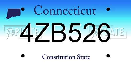 4ZB526 Connecticut License Plate