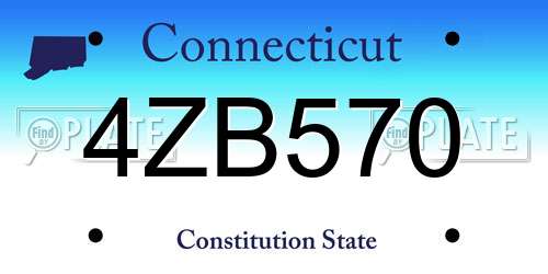 4ZB570 Connecticut License Plate