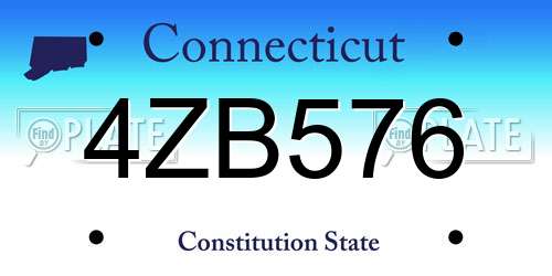 4ZB576 Connecticut License Plate