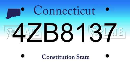 4ZB8137 Connecticut License Plate