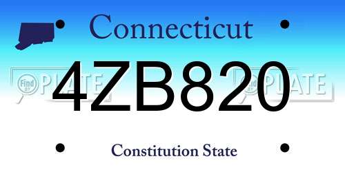 4ZB820 Connecticut License Plate