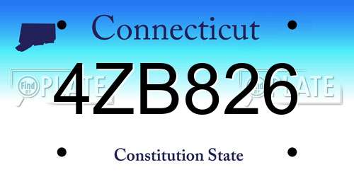 4ZB826 Connecticut License Plate