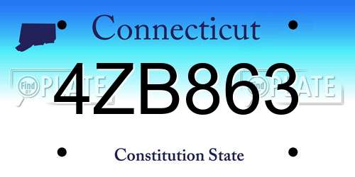 4ZB863 Connecticut License Plate