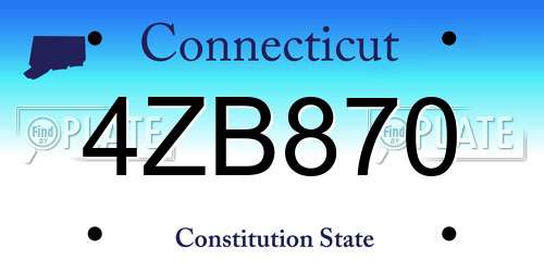 4ZB870 Connecticut License Plate