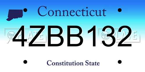 4ZBB132 Connecticut License Plate
