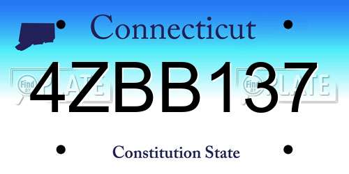 4ZBB137 Connecticut License Plate