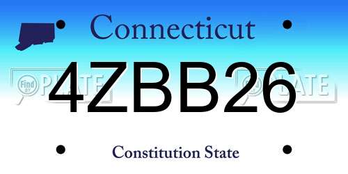 4ZBB26 Connecticut License Plate
